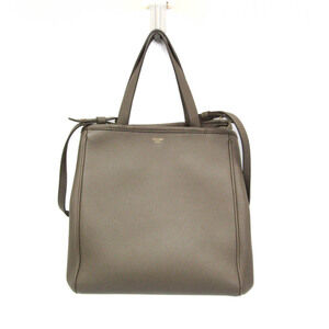 Celine Small Fold Cabas 194073 Women's Leather Handbag,Shoulder Bag Gray Brown